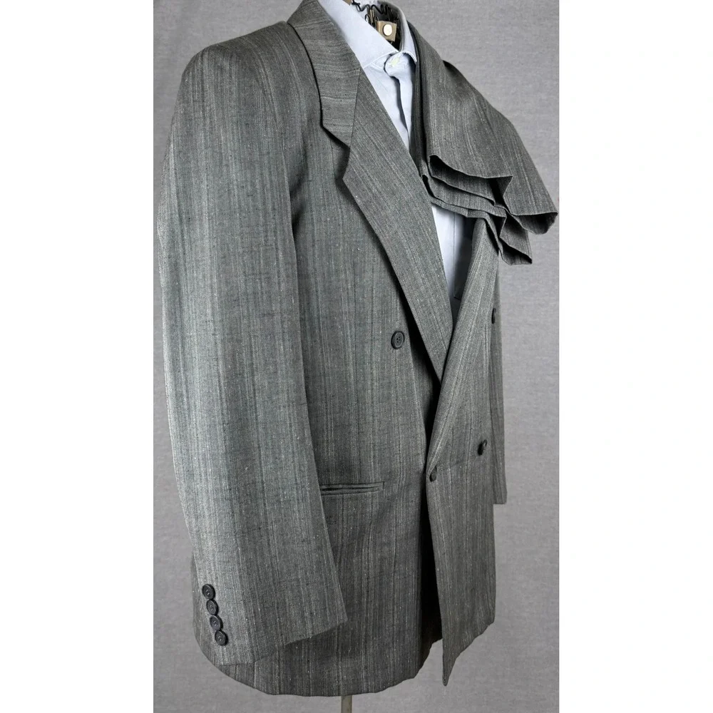 Vintage Finchley Barons‎ Mens Grey Pinstripe Double Breasted 2pc Suit 42R 38x31